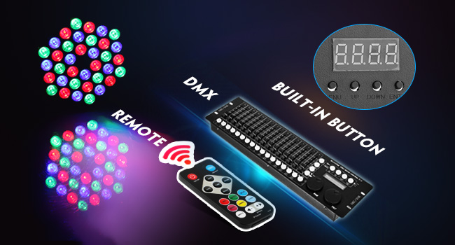 remote and DMX controlled stage lights