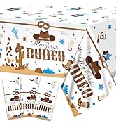 gisgfim 3 Pcs My First Rodeo Birthday Party Supplies Western First Rodeo Party Tablecloths Blue C...