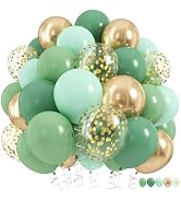 Sage Green Balloons Set, 60Pcs 12 Inch Olive Macaron Pastel Green Balloons with Metallic Confetti...
