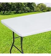 smiry Rectangle Tablecloth, Elastic Fitted Flannel Backed Vinyl Tablecloths for 6ft Folding Table...