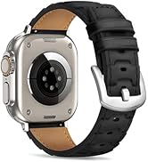 Leather Bands Compatible with Apple Watch 49mm 46mm 45mm 44mm 42mm(Series 1 2 3) Band Men Women, ...