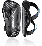 Shin Guards Soccer Kids Youth, CE Certified Airsfish Shin Guard Protection Gear for 2-18 Years Ol...