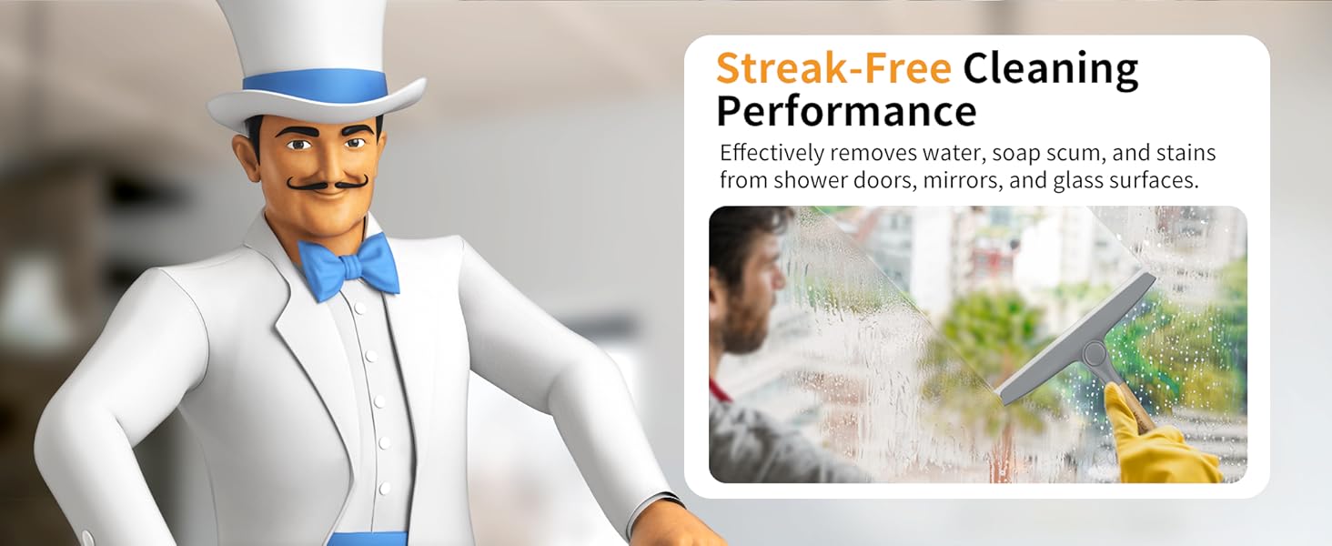 MR.SIGA Pivoting Shower Squeegee with Bamboo Handle