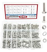 640PCS M4 M5 M6 Heavy Duty Bolts and Nuts Assortment Kit, Metric 304 Stainless Steel Screw Set In...