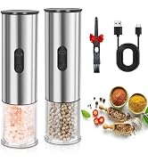 Enutogo Electric Salt and Pepper Grinder Set, Rechargeable Salt and Pepper Shakers Refillable, Au...