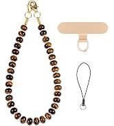 CH.yishi Gemstone Beaded Phone Charm Wrist Strap with Steel Cable Core Stringing, Detachable Phon...