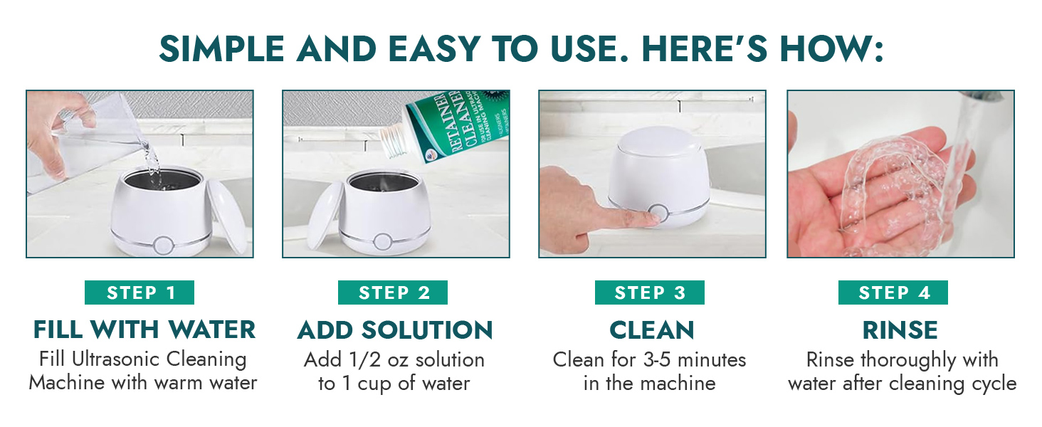 retainer cleaner ultrasonic cleaning solution machines dentures mouthguard aligners night guard