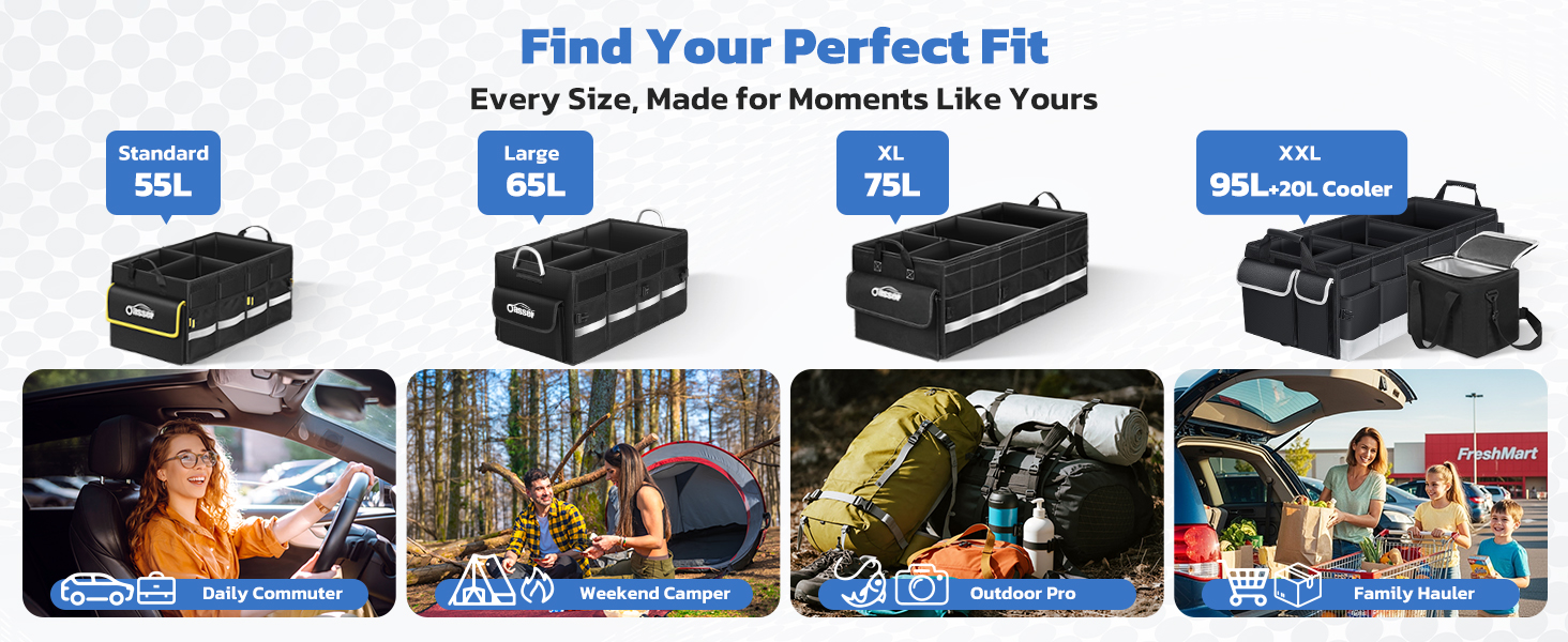 Four different sizes of storage boxes are available for selection