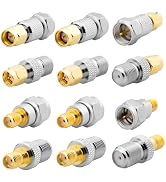 Anina 12-Pcs F Type to SMA Male Female Coax Connector Gold Plated Brass RF Coaxial Adapters for W...