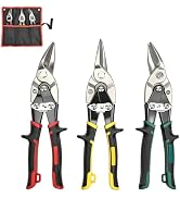 ANGELSWORD 3 PC Cr-M Aviation Tin Snips Set, 10 Inch Aviation Tin Snips, Cr-M Aviation Snips for ...