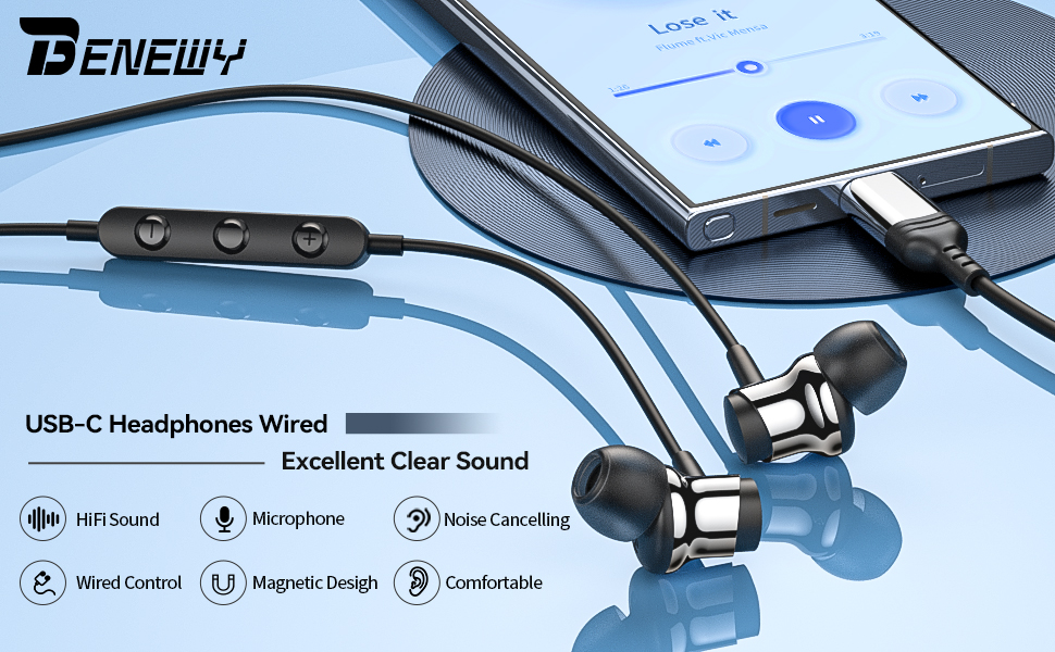 USB C Headphone for Samsung S25 S24 S23 FE S22 Ultra A16 A55 A54