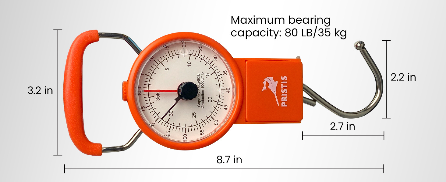 Pristis Fishing Mechanical Scales Length 8.7 inches Wide 3.2 inches Kitchen Luggage Weighting