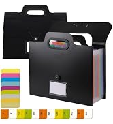 Simpldell 2 Pack A4 Accordion File Folder with Handle | 13 Pocket Black Expanding Document Organi...