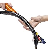 D-Line Cable Zipper Cord Tube Organizer with Zip Tool, Cable Management Sleeve, Cover for Long Wi...