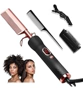 Hot Comb,Pressing Combs for Black Hair with 12 Temp Settings Heating Up to 450°F,Electric Hot Com...