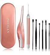 POZILAN Ear Picker Tweezers with LED Light - 8 Pack Ear Wax Removal Tool Cleaner Kit for Kids and...