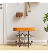 TinyTimes 3-Tier Shoe Rack Bench, Entryway Storage Bench, Shoe Rack Bench for Entryway, Soft Cush...