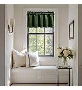 NICETOWN Velvet Cafe Windows Valance, Olive Green Window Treatment for Kitchen, Privacy Protectio...