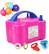 HFLYJPYW Electric Air Balloon Pump, Portable Dual Nozzle Electric Balloon Inflator/Blower for Par...