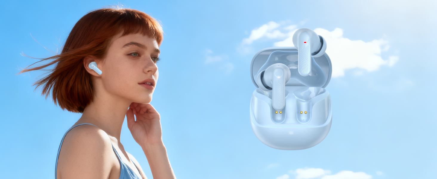 blue earbuds