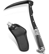 VALHALLA Folding Sickle, Black Sharp Folding Scythe with 2 Sections, Hand Sickle Knife Wooden Han...