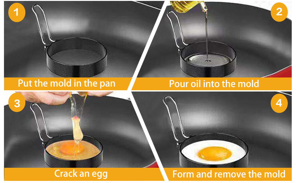 LeeLoon 4 Pack Stainless Steel Egg Ring Molds