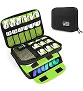 Luxtude Double Layer Cable Organizer Bag, Portable Cord Storage Case, Flat Electronic Organizer T...