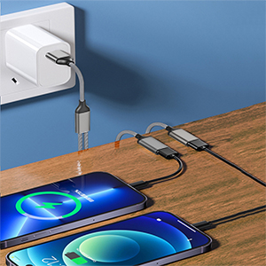 USB Male to Dual USB-C Female Splitter Cable