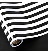 RUSPEPA Reversible Wrapping Paper Roll, Jumbo Roll, Black White Stripe and Solid Black Design Gif...
