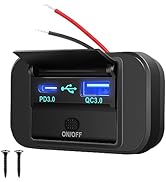 38W RV USB Outlet, PD QC3.0 12V USB Car USB Socket Charger Power Adapter with Cover, 24V Car Char...