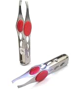 2Pcs Silver Tweezer With LED Light For Hair Removal Makeup Tool Eyebrow Eyelash for Women Facial ...