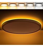 Brightever LED Flush Mount Ceiling Light with Night Light, 12inch Dimmable Close to Ceiling Light...