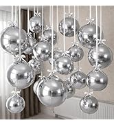 HILAVO 12PCS Silver Foil Balloons, 22in 15in 10in Different Sizes 4D Round Foil Balloon Large Sil...