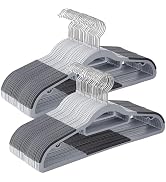 BGRQRIQ 50 Pack Plastic Clothes Hangers- 16.5 Inch Slim Space Saving Hangers for Closet, Heavy Du...