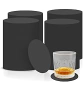 400 Pcs Disposable Paper Coasters(1MM), 4 Inch Round Black Cardboard Coasters for DIY Crafts Arts...
