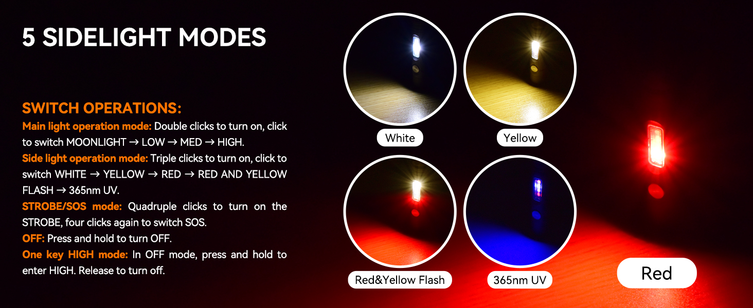 Keychain flashlight with side light