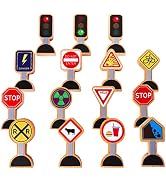 15 Pieces - Wooden Traffic Signs For Kids - Zany Street Signs for Play Mats, Toy Trains and Cars ...