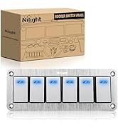 Nilight 6 Gang Rocker Switch Panel 3 Pin On Off Pre-Wired Rocker Switch Blue LED Waterproof Alumi...
