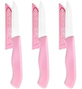 DUFEIMOY 3 Inch Pink Ceramic Knife Set, Small Paring Knives Set of 3, Peeling Knife, Fruit Knife,...