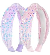 Haakong 2 Pcs Sequin Knotted Headbands for Women Girls Glitter Sparkly Headbands Fashion Hair Acc...