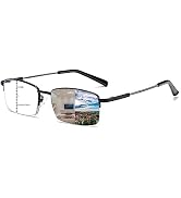 K.LAVER Progressive Multifocal Reading Glasses Blue Light Blocking Glasses For Men Women Half Fra...