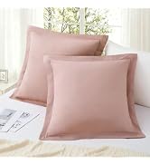 KKJIAF Dusty Pink 26x26 Euro Pillow Covers Set of 2, Soft & Cozy Cotton Euro Pillow Shams, Wrinkl...