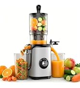 DUMOS Slow Masticating Juicer Machines, Cold Press Juicer with 4.25" Wide Feed Chute, High Juice ...
