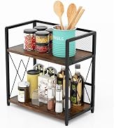 Aduanbang Coffee Bar Accessories Organizer, Seasoning Organizer, 2 Tier Wooden Kitchen Counter Sh...