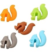 5Pcs Candy Colors Cute Squirrel Shape Silicone Tea Bag Holder Squirrel Drink Markers, Tea Bag Hol...