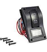 Rocker Switch Toggle, Qiilu 12V DC Marine Boat Voltmeter LED Dual Battery Test Panel Rocker Switc...