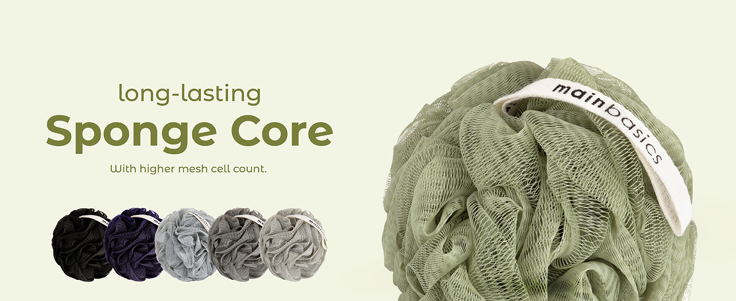 long lasting sponge with higher mesh cell count Loufa shower sponge