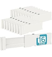 Vtopmart 16 Pack Drawer Dividers for Clothes, 4" High 11.3"-17" Adjustable Expandable Dresser Dra...