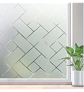 rabbitgoo Window Privacy Film, Frosted Glass Decorative Static Cling Sticker Sun Blocking Vinyl C...