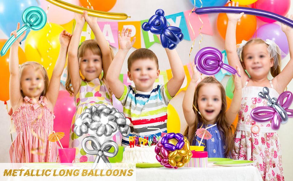 Metallic 260 Balloons Chrome Plated Metal Long Balloons
